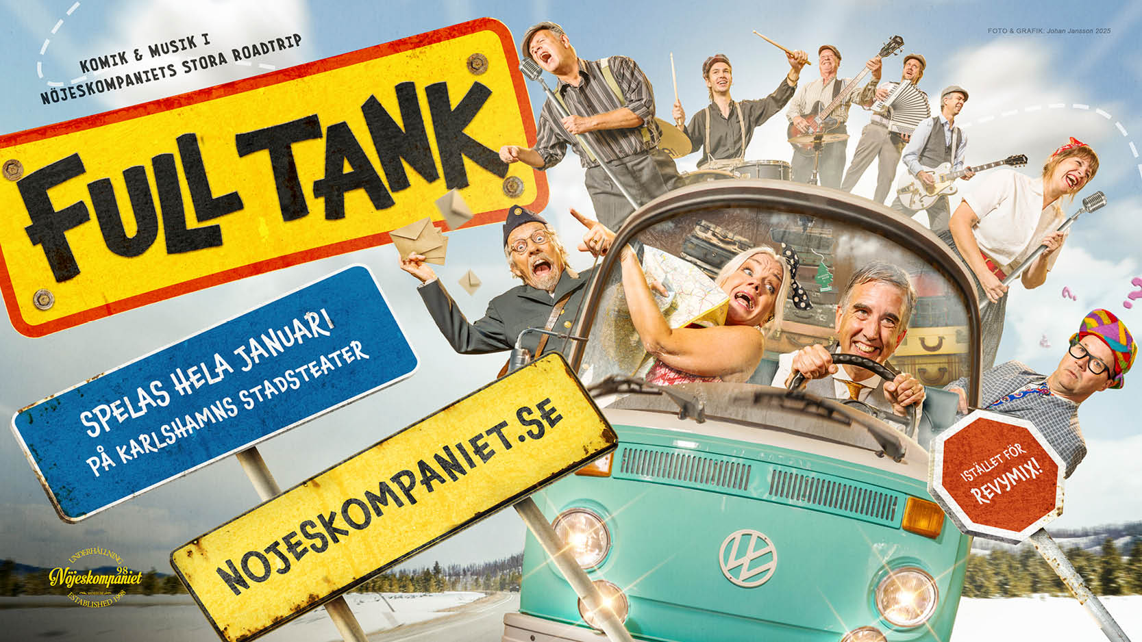 Teaterresa med Tjörnarpsbuss till Karlshamns Stadsteater – se Full Tank med Nöjeskompaniet live